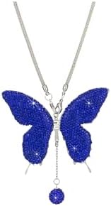 Rhinestone Butterfly Rearview Mirror Ornament, Dark Blue - Image 6