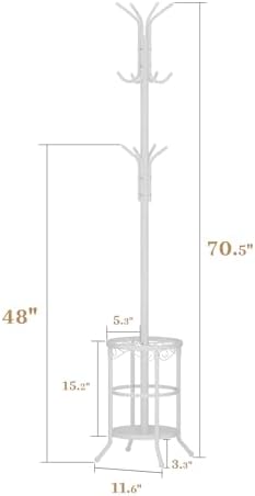 Coat Rack Freestanding with Umbrella Holder – Metal Hanger Stand, Hall Tree - Image 2