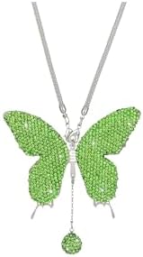 Rhinestone Butterfly Rearview Mirror Ornament, Light Green - Image 6