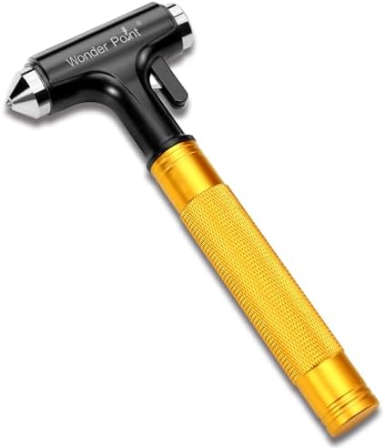 Car Window Breaker and Seatbelt Cutter, All-Metal Safety Hammer by WONDERPOINT