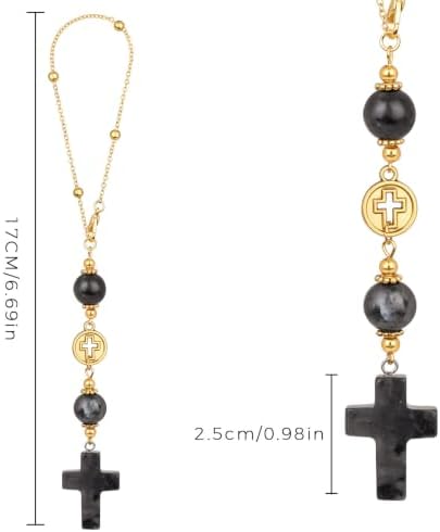 Larvikite Cross Car Hanging Ornament - Image 5