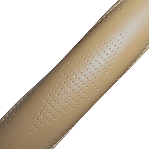 HAOKAY Top Grade Beige Genuine Leather Steering Wheel Cover Men Women, Luxury - Image 4