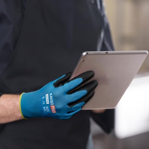 KAYGO Safety Work Gloves, PU Coated, 2-Finger Touchscreen - Image 4