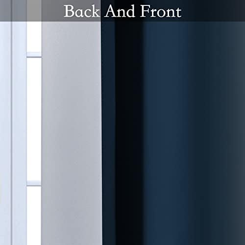 SimpleHome Ombre Navy Blue to Grey White Curtains - Image 6