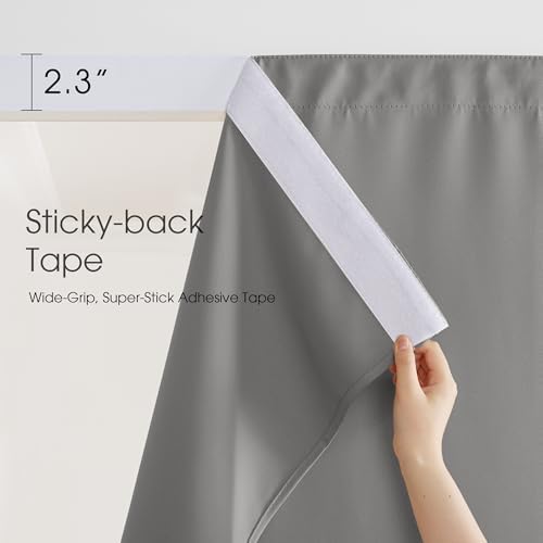 NICETOWN Outdoor Curtains Windproof Adhesive Top W66xL90 Silver Gray - Image 2