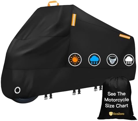 300D Heavy Duty Motorcycle Cover Waterproof Outdoor Storage by EcoZoro