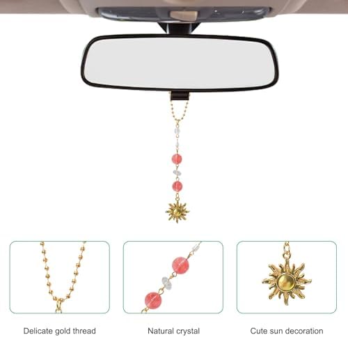 Sun Hanging Car Charm, Rear View Mirror Cute Boho Dangling Sun Car Decor - Image 3