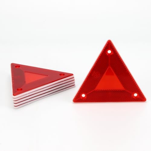 6 Pcs Red Safety Reflector Warning Sign Slow Moving Triangle Sign - Image 6