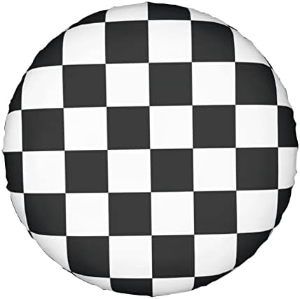 Black and White Racing and Checkered Pattern Spare Tire Cover Dust-Proof Wheel - Image 6