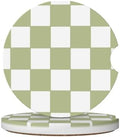 Green White Checkered Buffalo Plaid Car Coasters by Unknown