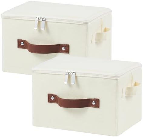 2PCS Storage Bins with Zipper Lids Decorative Lidded Basket Box by VinneGenzz