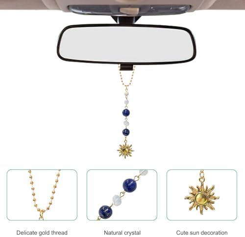 Sun Hanging Car Charm, Rear View Mirror Cute Boho Dangling Sun Car Decor - Image 3
