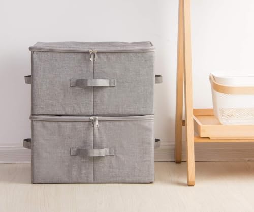 Fabric Storage Bins with Lid, Large Blanket Closet Storage Box, Zipper Lid - Image 5