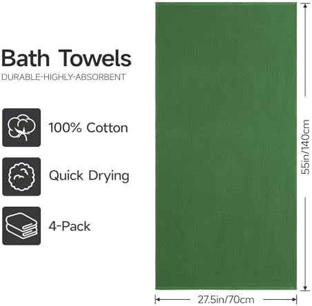 REDKISS 100% Cotton Waffle Weave Bath Towels 4 Piece - Image 3