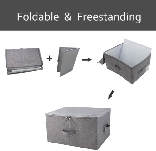Fabric Storage Bins with Lid, Large Blanket Closet Storage Box, Zipper Lid - Image 4