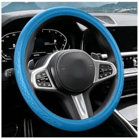 AUCELI 14.5-15 Inch Steering Wheel Cover Non-Slip Leather, Light Blue by AUCELI