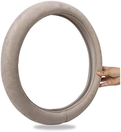 CAR PASS Car Steering Wheel Cover, 14.5-15 Inch Beige Faux Suede Universal - Image 6