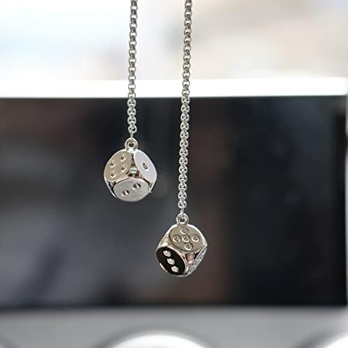 Creative Hanging Dice with Dots Car Metal Pendant Rear View Mirrors Charms - Image 3