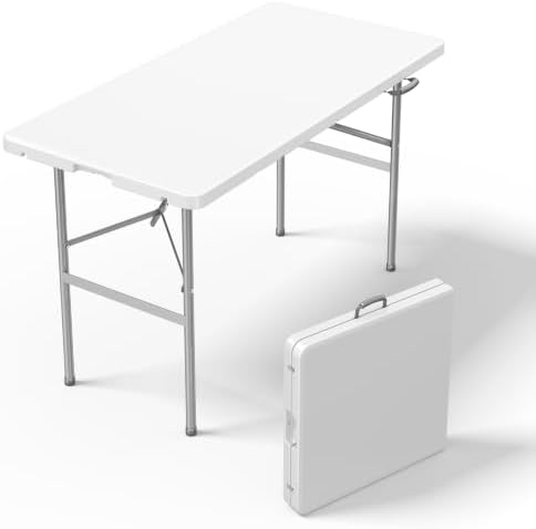 DUMOS 4 FT Folding Picnic Table, Portable Plastic Table by DumosLifestyle