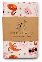 Wildflowers Microfiber Kitchen Towels | Flamingo Flowers | Waffle Fabric Tea by FlourishPetProducts