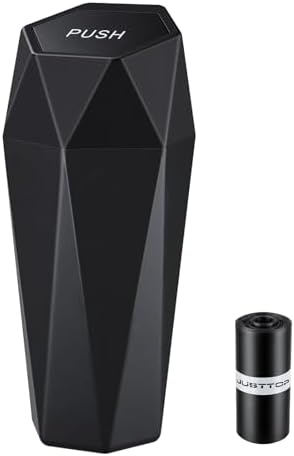 JUSTTOP Car Trash Can with Lid, Diamond Design Small Automatic Portable Trash by JUSTTOP