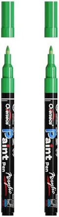 Overseas 2 Pack Green Acrylic Paint Pens Paint Markers Extra Fine Tip by Overseas