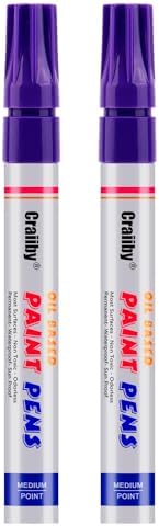 Purple Paint Markers, 2 Pack Oil-Based Waterproof Quick Dry Permanent Paint Pen by Craiiby