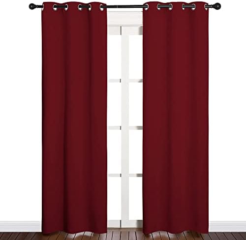 NICETOWN Christmas Burgundy Blackout Curtains, 1 Pair, 34 x 84-inch - Image 2