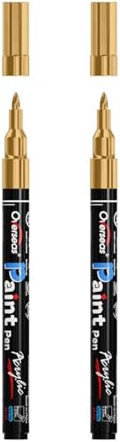 Overseas 2 Pack Gold Acrylic Paint Pens Paint Markers Extra Fine Tip by Overseas