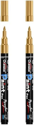 Overseas 2 Pack Gold Acrylic Paint Pens Paint Markers Extra Fine Tip by Overseas