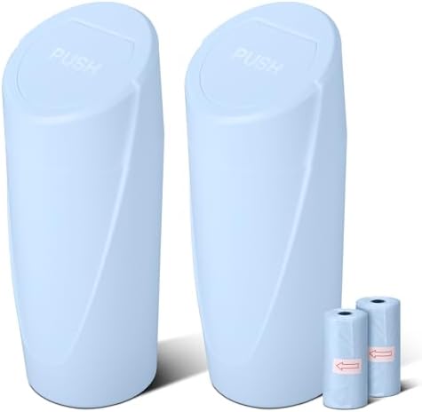 Car Trash Can Bin with Lid-2 Packs Car Garbage Can Cup Holder-Light Blue Mini by SGLRT