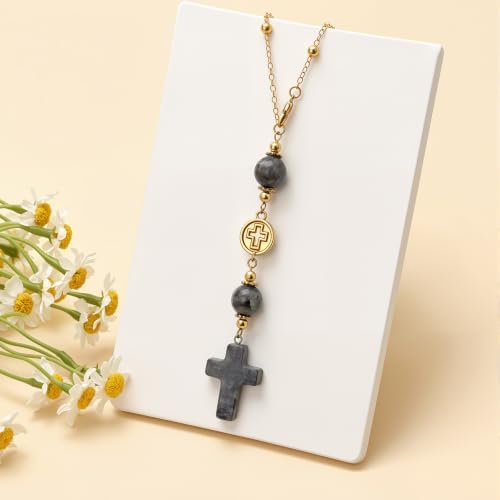 Larvikite Cross Car Hanging Ornament - Image 6