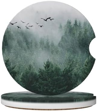 Forest Tree Car Coasters for Cup Holder Absorbent Ceramic Cup Coaster 2 Pack by Unknown