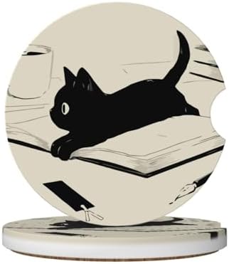Kawaii Anime Black Cat Car Coasters by Unknown