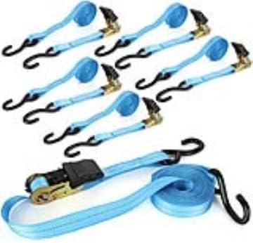 6 Pack 1 Inch x 20 ft Ratchet Straps by HNBun