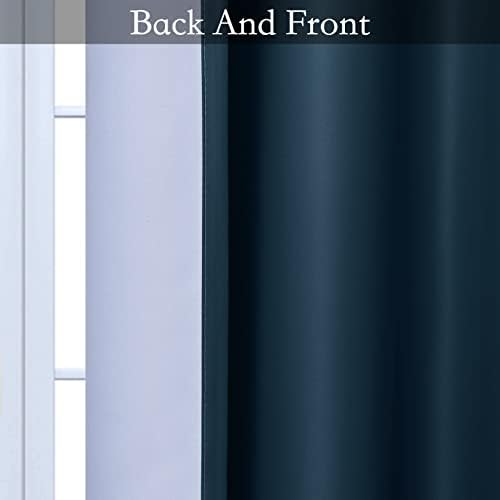 SimpleHome Ombre Gradient Navy Blue White to Gray Curtains Bedroom - Image 4