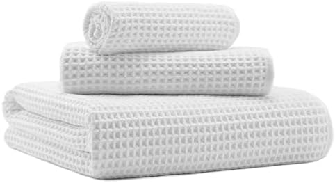 MICROFI Microfiber Waffle Bath Towels, 3 Pieces, Fast Drying, Lint Free by Unknown