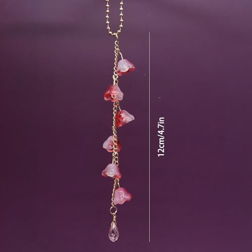 CASONA Glass Lily of the Valley Rearview Mirror Hanging Cute Car Decor - Image 3
