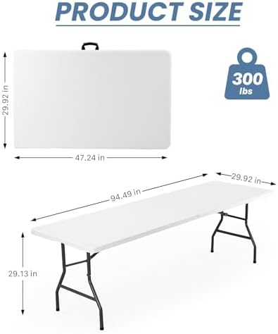 DUMOS 8 Feet Folding Picnic Table, Plastic Table - Image 3