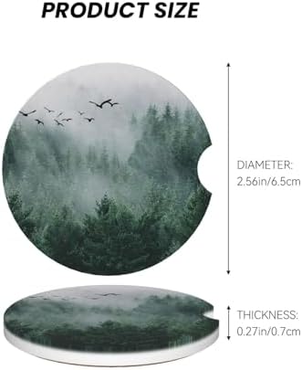 Forest Tree Car Coasters for Cup Holder Absorbent Ceramic Cup Coaster 2 Pack - Image 6