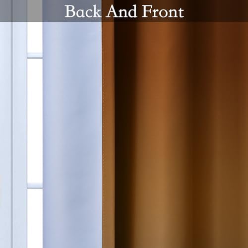 SimpleHome Burnt Orange to Grey White Ombre Room Darkening Curtains 84 Inch - Image 4