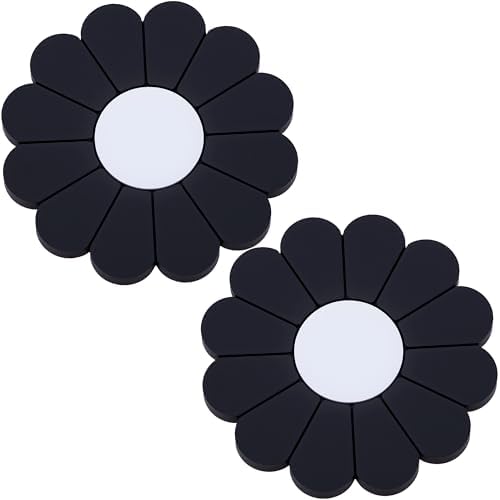 2-Pack Car Cup Holder Coaster Inserts, Daisy Shape, 2.75 Inch Non-Slip Silicone by MEAJOO