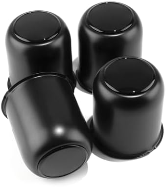 4Pcs 3.19" Stainless Trailer Wheel Center Caps, 3.62" H Matte Black by DEWFLEW