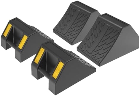 Heavy Duty Rubber Wheel Chocks 4 Packs, Premium Wheel Stopper by OranclUS