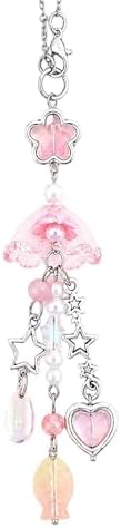Pink Jellyfish Rearview Mirror Charm, Gift by LuneClat