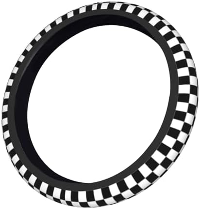 Checkerboard Steering Wheel Cover, Checkerboard Race Soft Breathable Neoprene by Qilerongrong