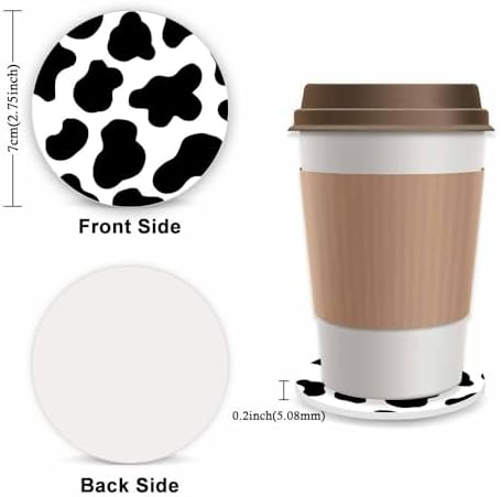 Cow Print Fuzzy Steering Wheel Cover Universal-2PCS Car Coasters - Image 2