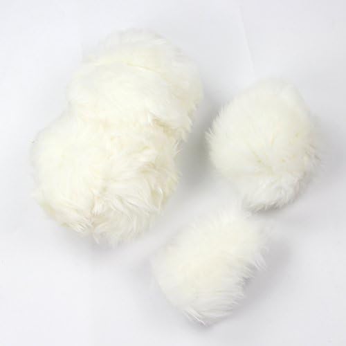White Fluffy Sheepskin Car Steering Wheel Covers - Image 2