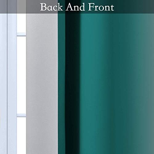 SimpleHome Ombre Teal to Grey White Curtains - Image 6