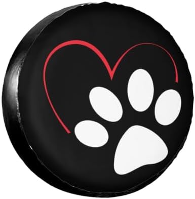 Spare Tire Covers for Trailers, Funny Dog Cat Paw Print Heart Wheel Protectors by FalePrint